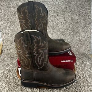 Wolverine Men’s 11.5 Rancher Square-Toe Steel-Toe Wellington Work Boots Leather